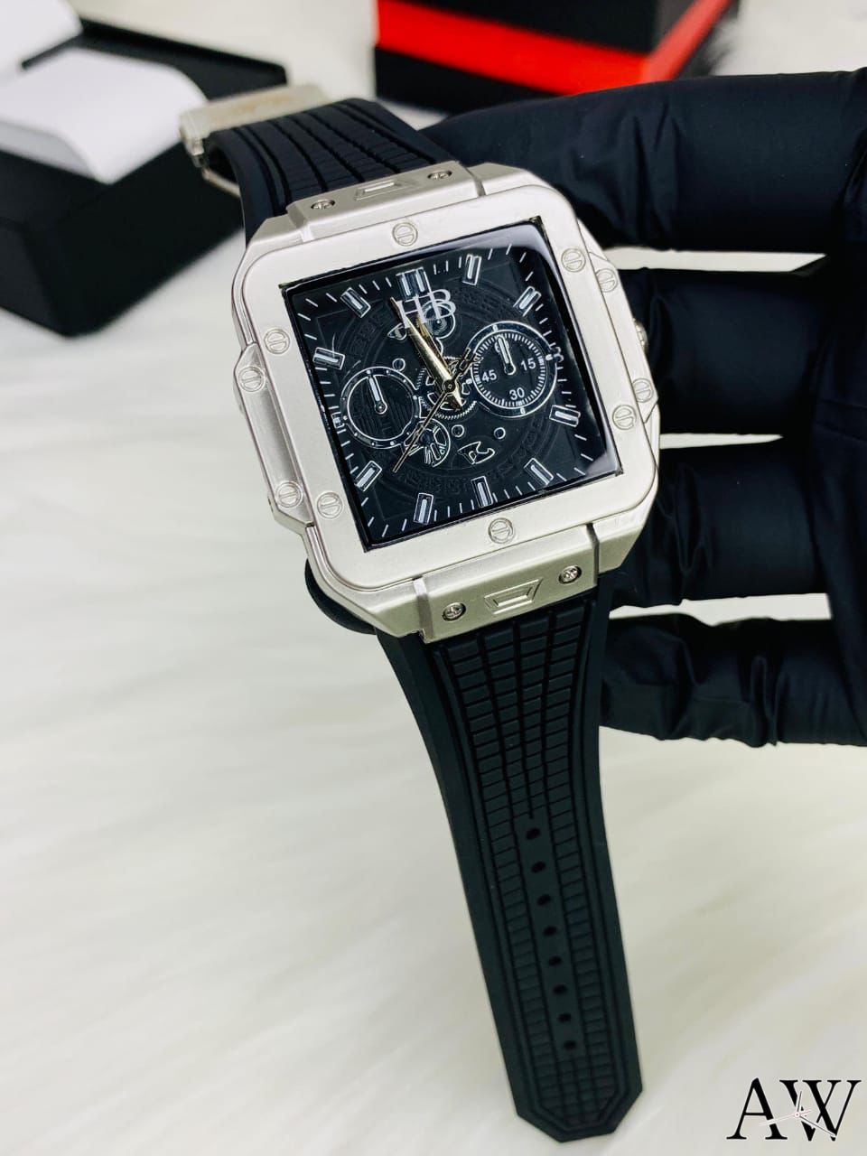 ⌚✨ “Hubo Chronograph – Bold Square Dial, Now 30% OFF!”